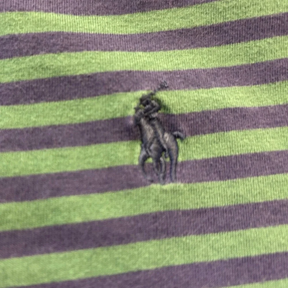 Polo Ralph Lauren Mens Custom Slim Fit Striped T-Shirt Navy Green Large